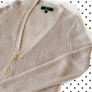 C Wonder Gold Metallic Linen Cardigan Small